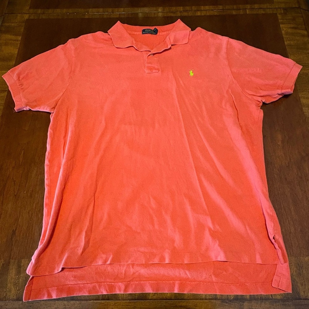 Polo Ralph Lauren Orange Pony Logo Polo Shirt XL Classic Fit Bright Preppy